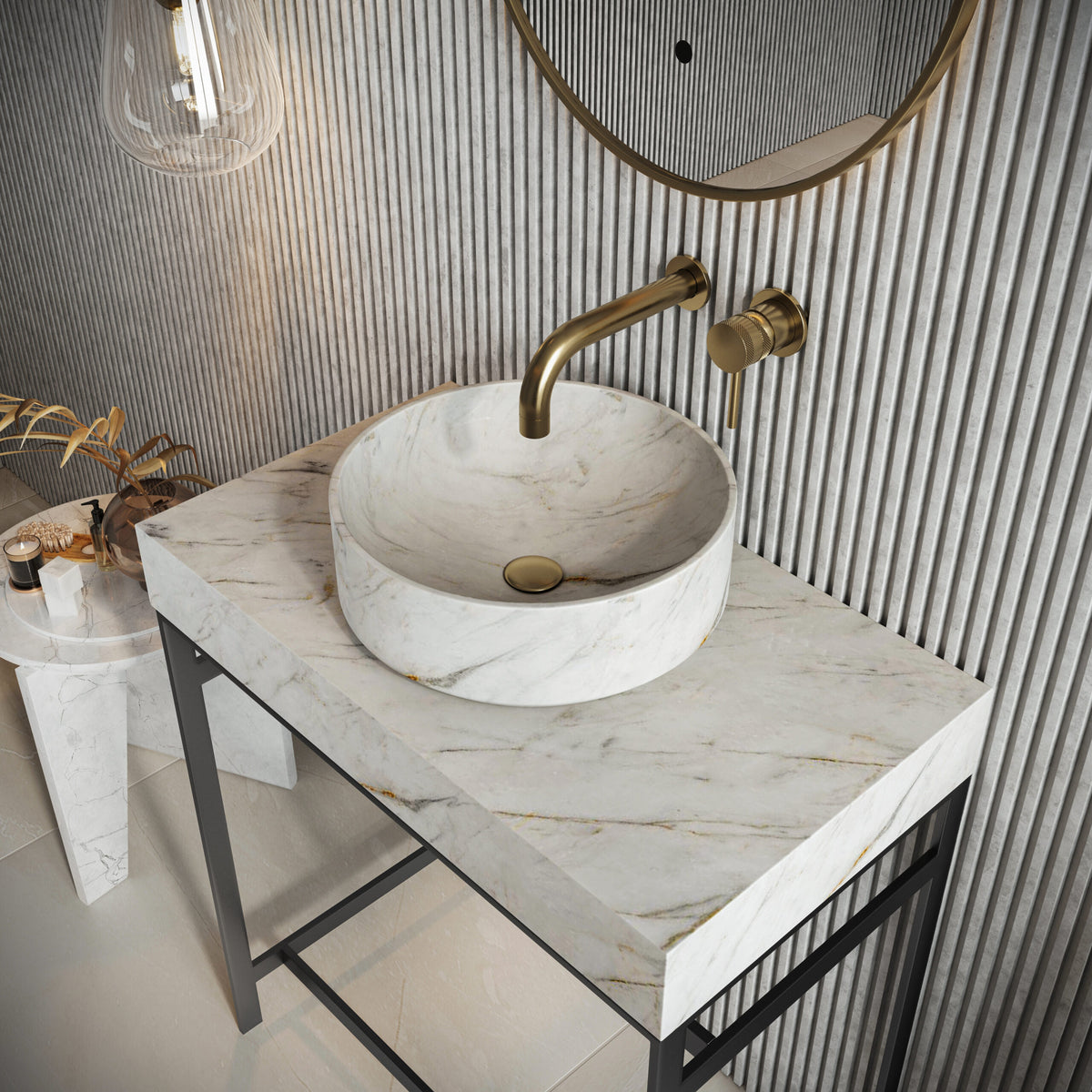 Marble Basin Arabescato White 350x350x120 Honed