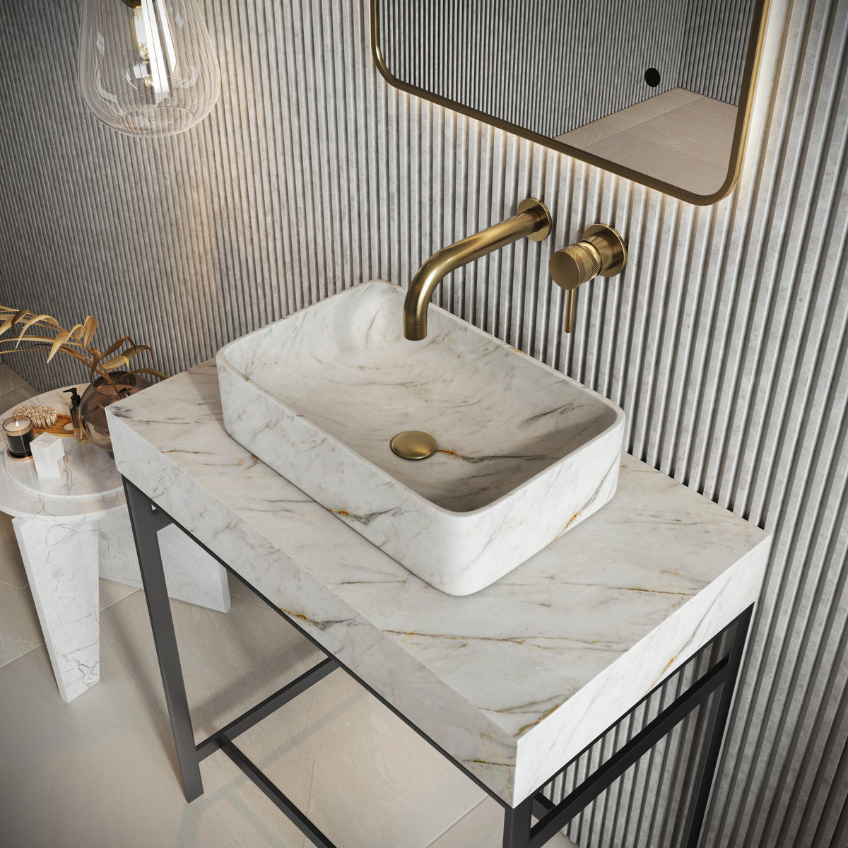 Marble Basin Arabescato 420x270x110 Honed