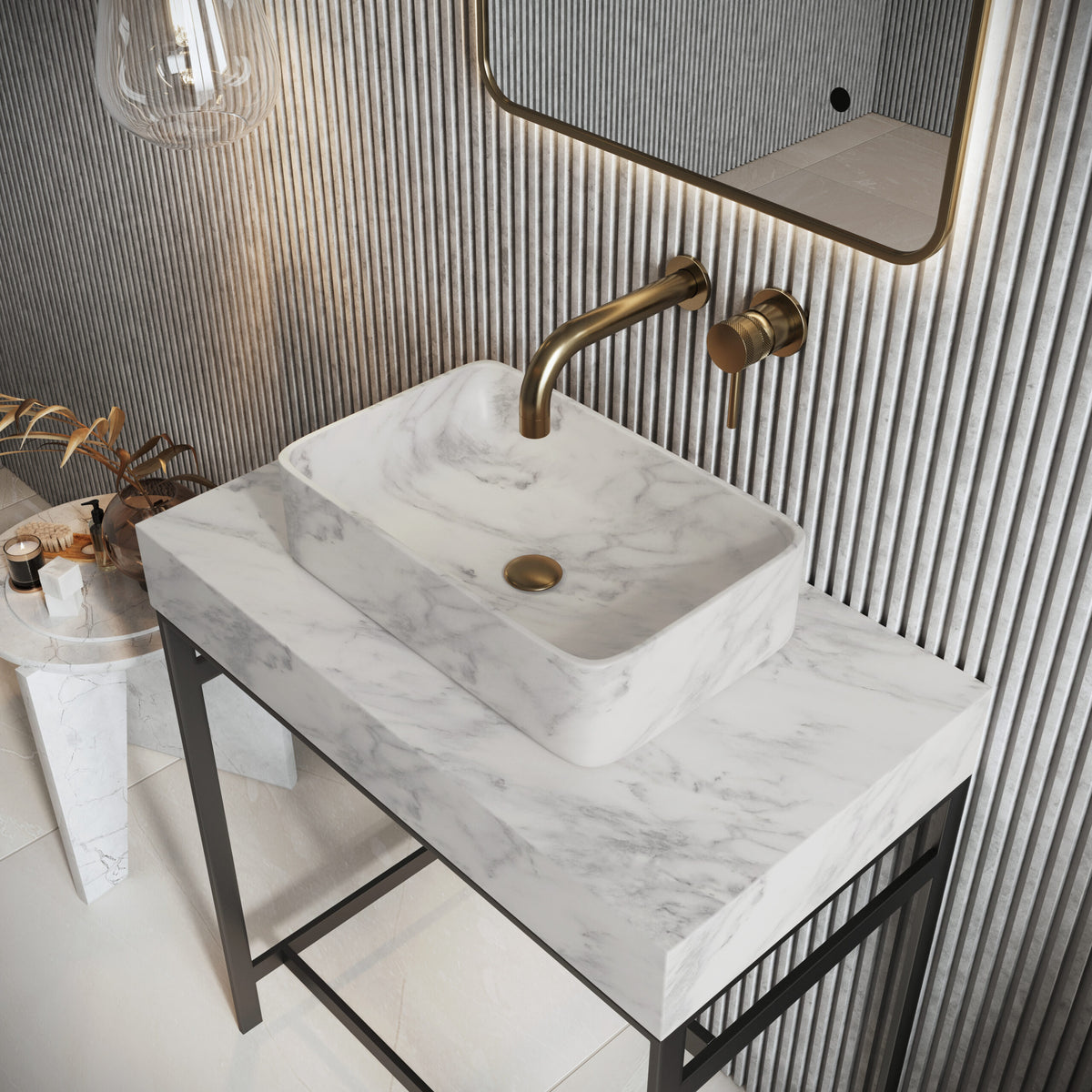 Marble Basin Carrara White 420x270x110 Honed