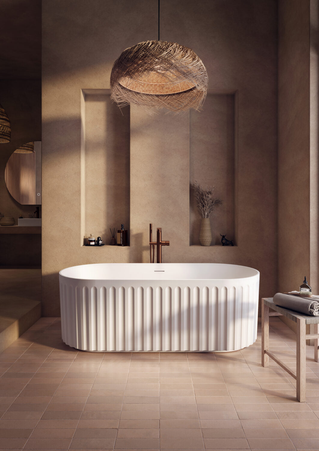 Lira Matt White Oval Fluted Bath 1700x800mm