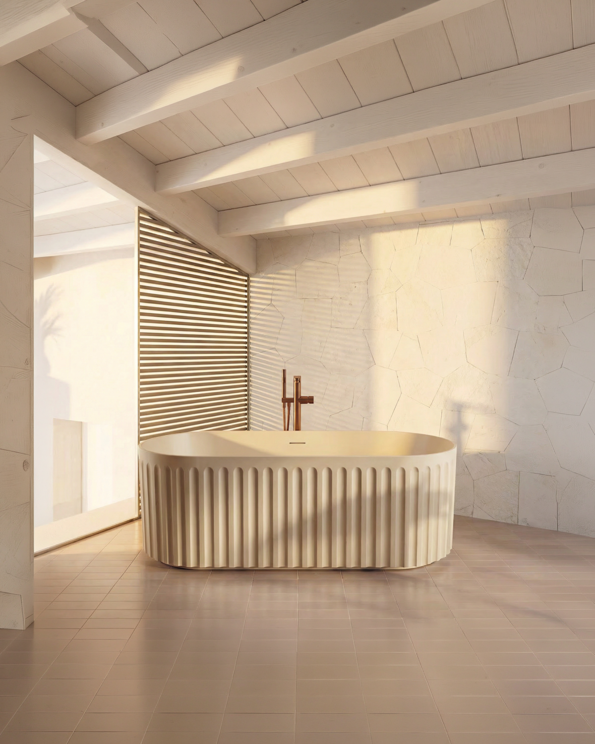 Lira Matt Stone Oval Fluted Bath 1700x800mm