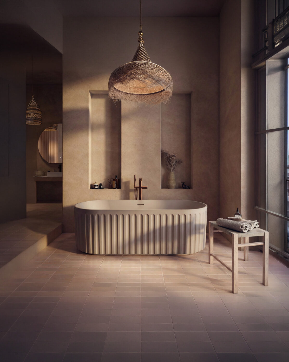 Lira Matt Clay Oval Fluted Bath 1700x800mm