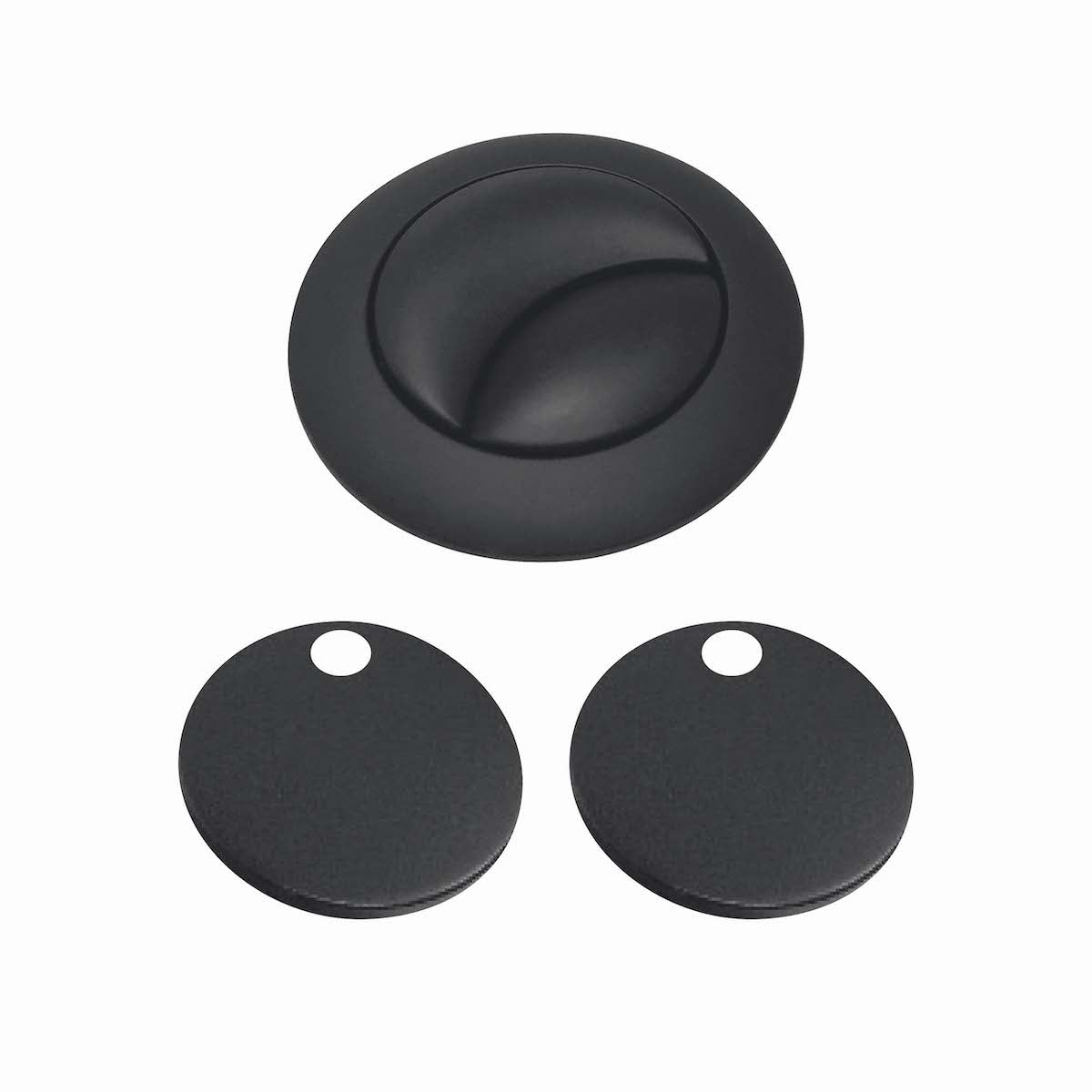 Black Cistern button & Black 999-SEAT-SLIM, 777-WRAP-SEAT hinge covers