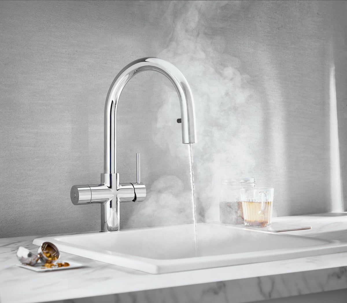 4 in 1 Boiling Water Tap Pull Out U Spout Chrome