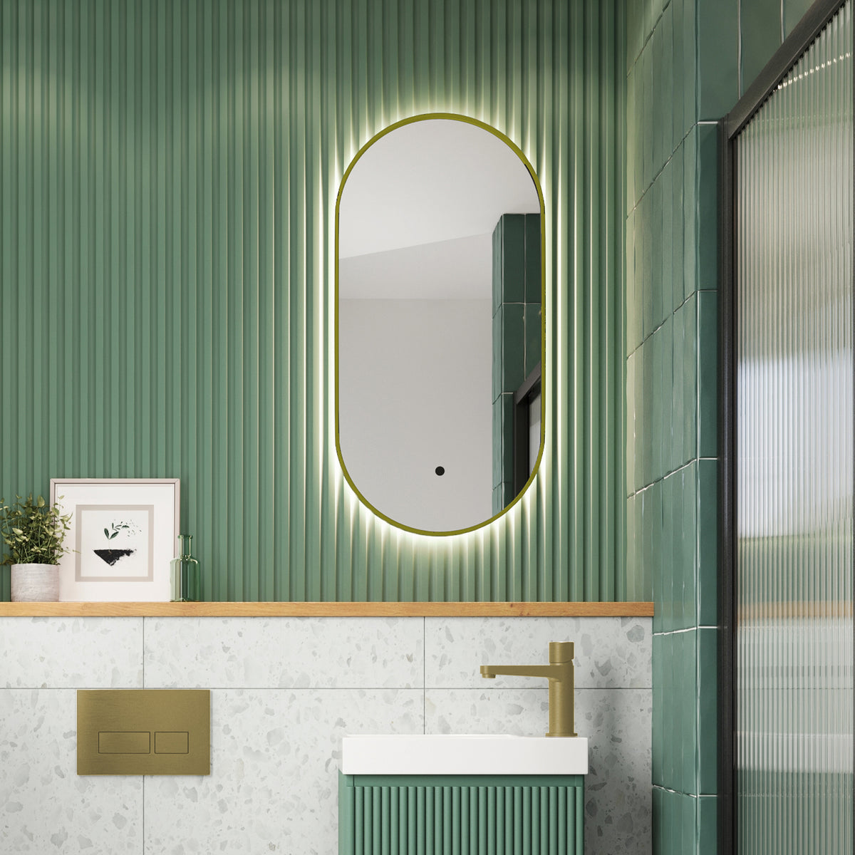LED Cloakroom 400x800 Brushed Brass