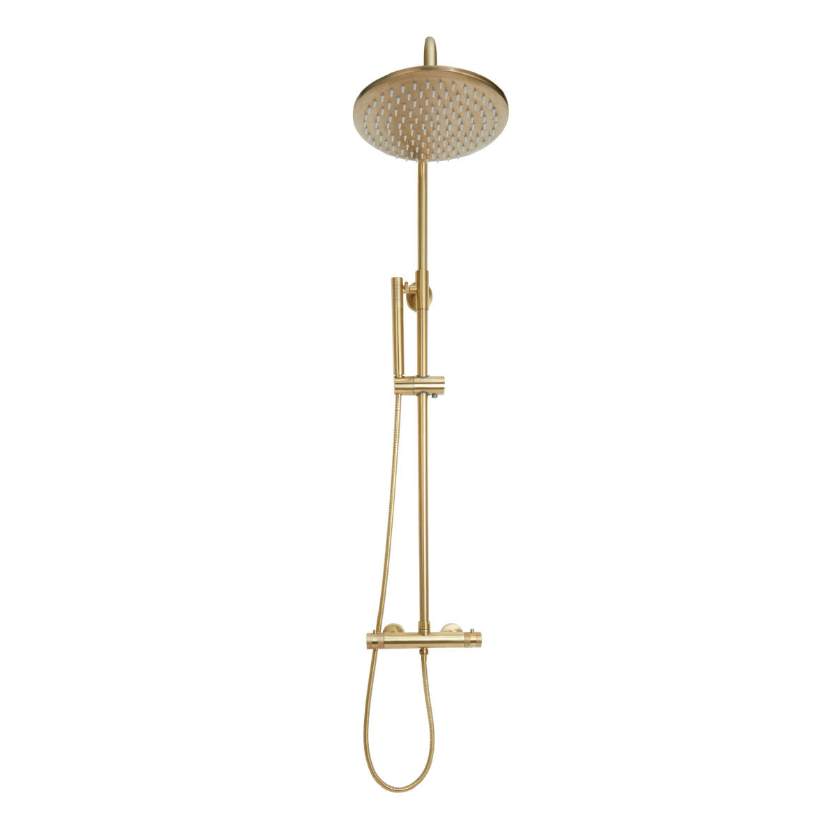 Core Round Rigid Riser Shower Brushed Brass