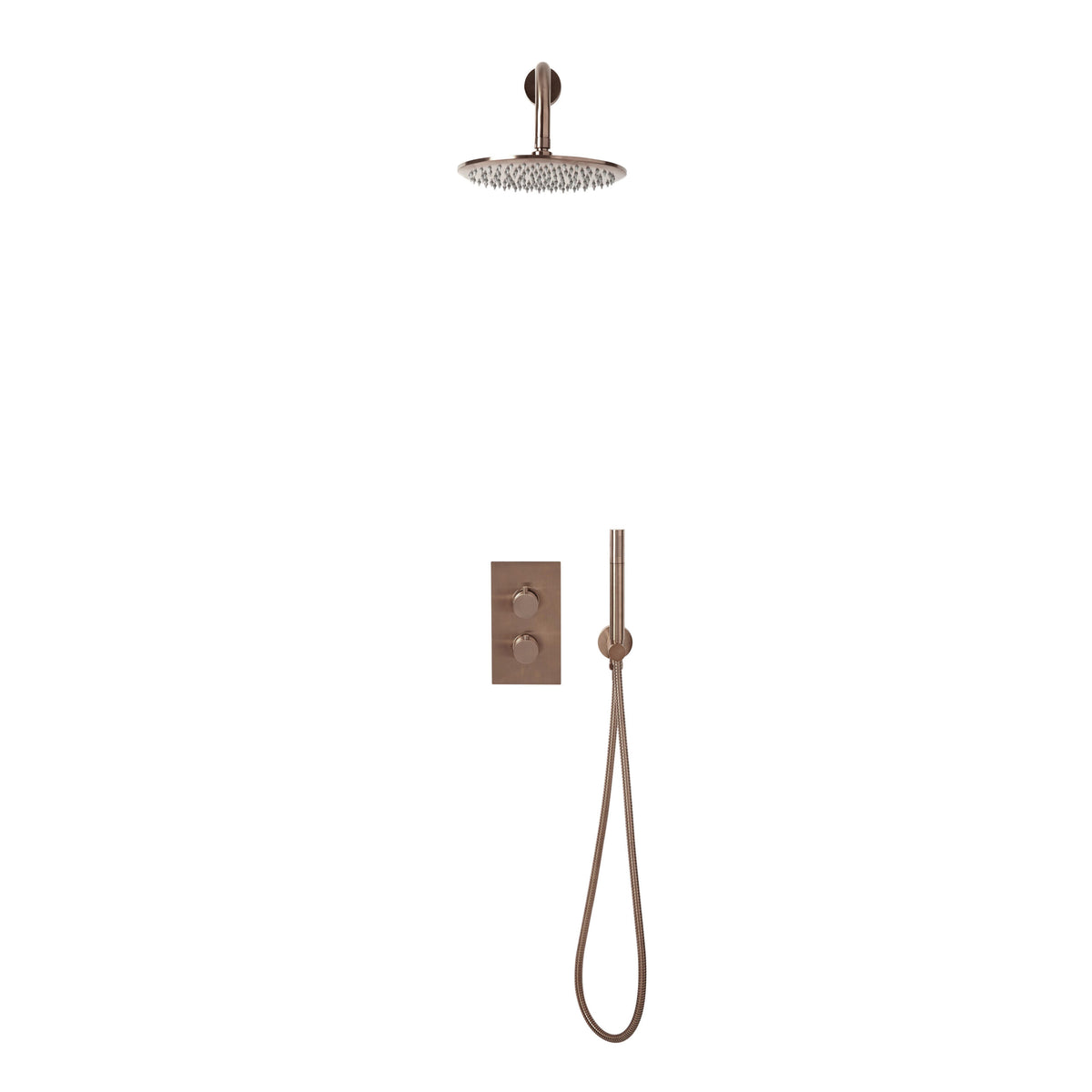 Core Brushed Brass Round Handle Shower Arm Drench Head & Bracket Brushed BRONZE
