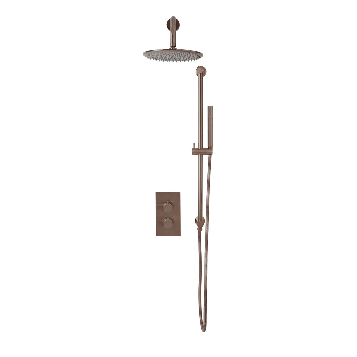 Core Brushed Bronze Round handle head & handset Riserkit Brushed BRONZE
