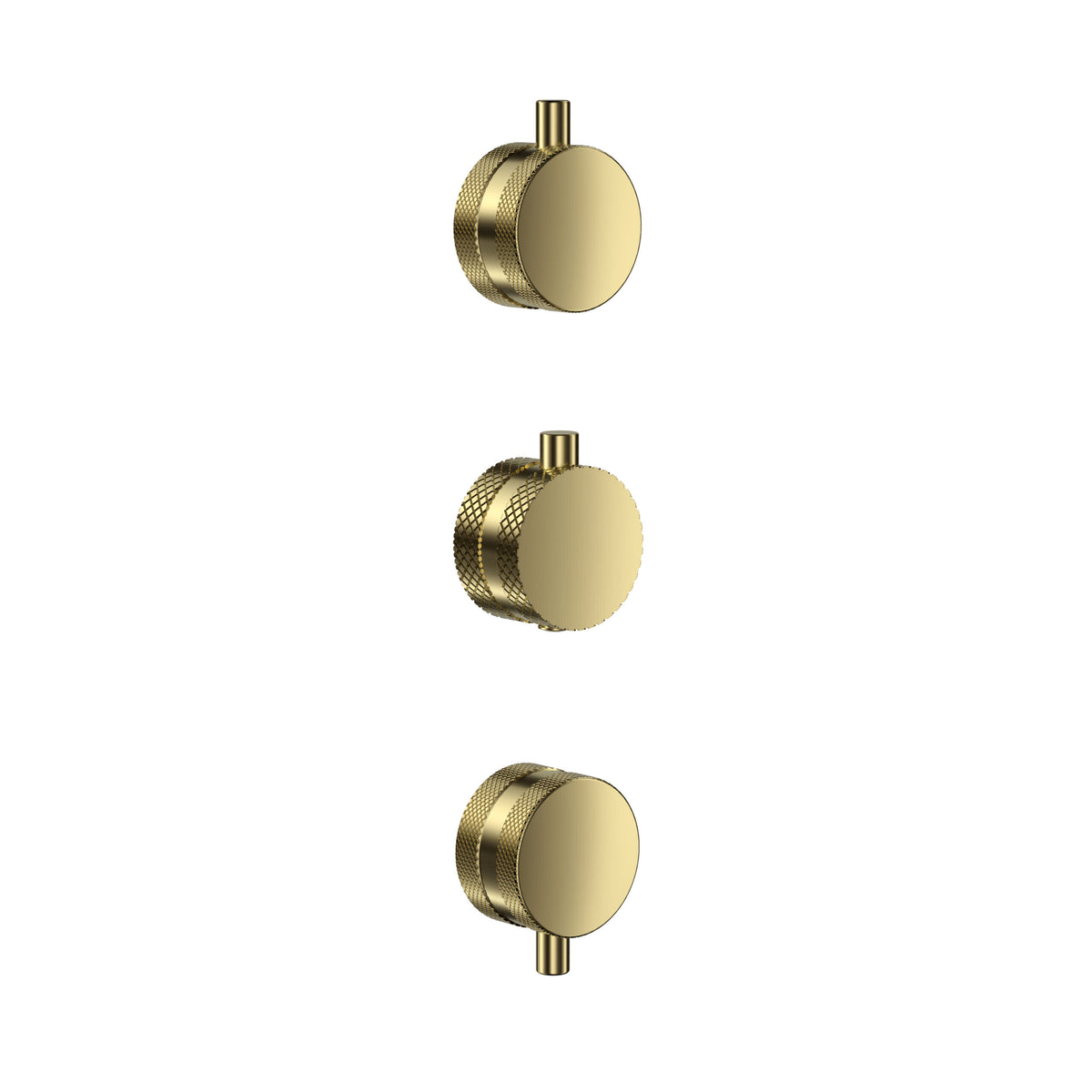Concealed Knurled Handle 3 pack (1 Thermo 2 Flow) Br Brass
