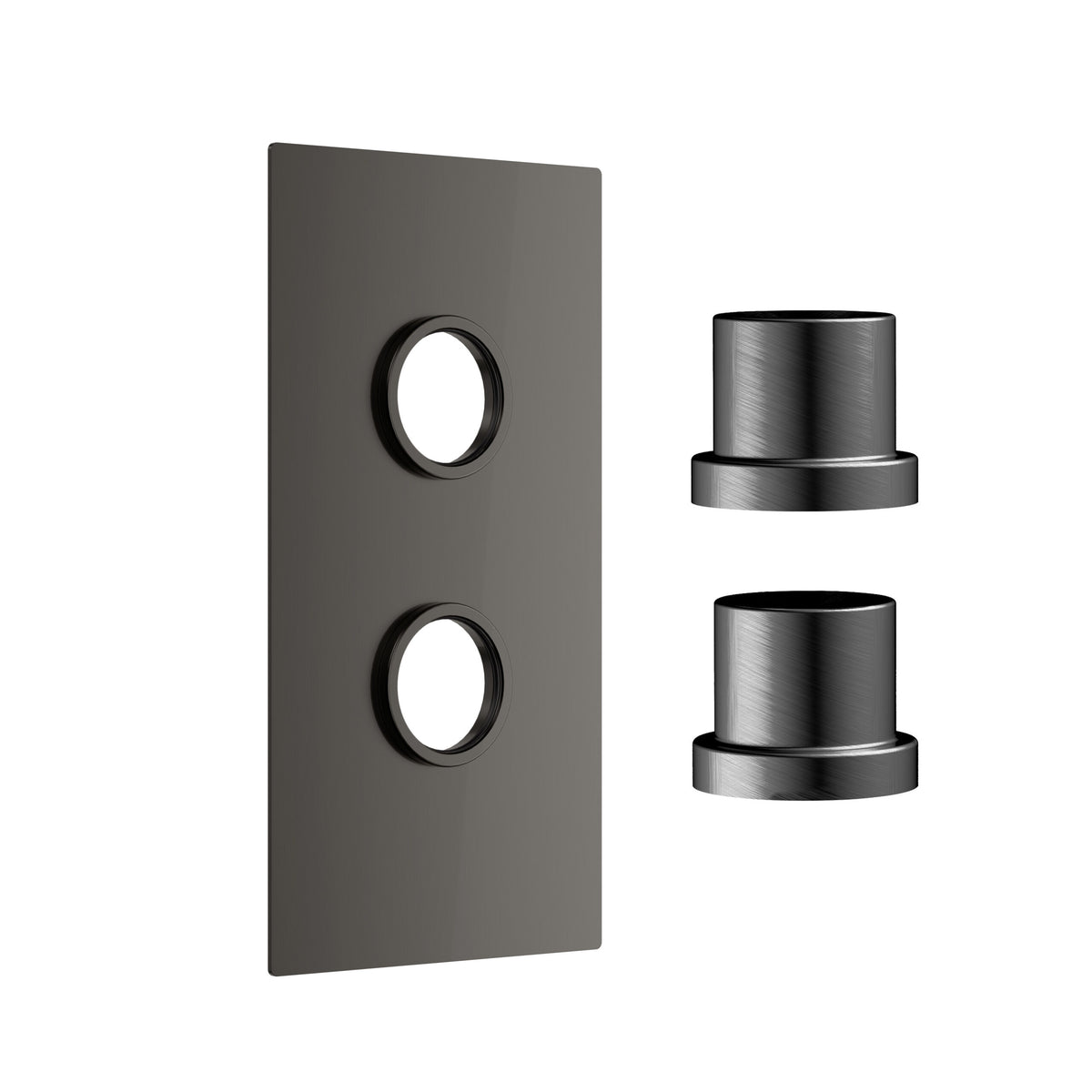 Concealed Plate 2 Outlets Gunmetal