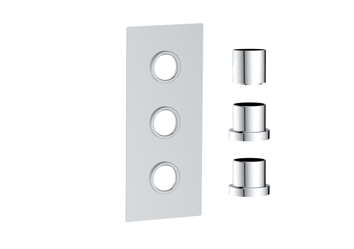 Concealed Plate (3 outlets) Chrome