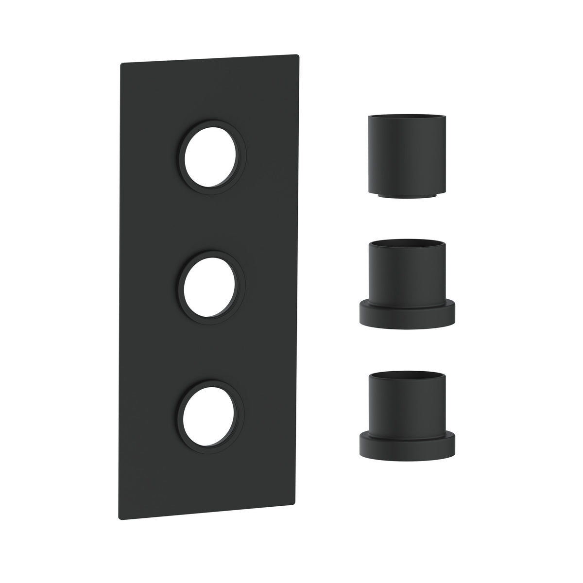 Concealed Plate (3 outlets) Black