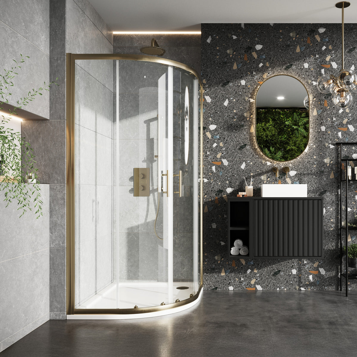 Brushed Brass 6mm 900mm Double Door Quad (1900mm)