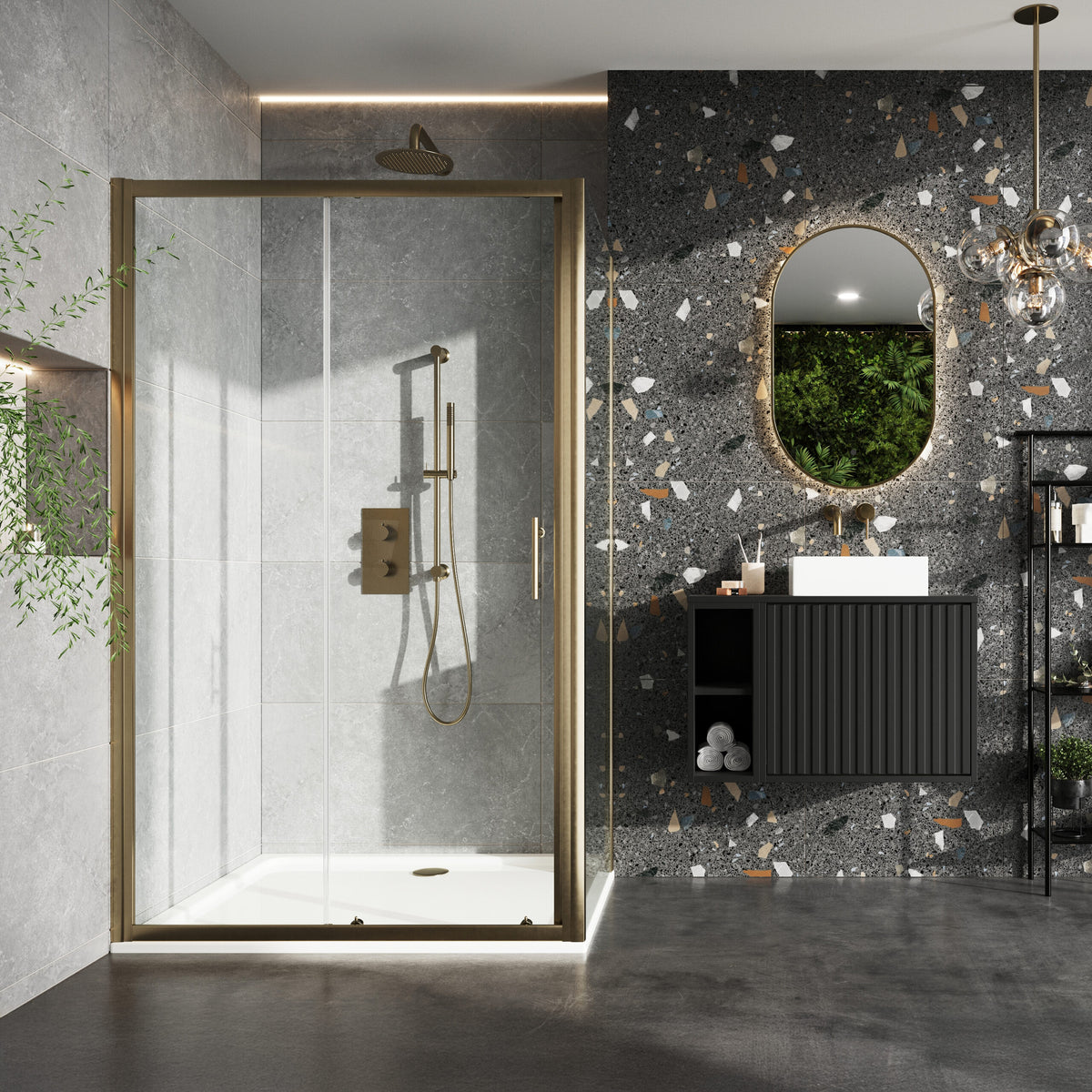Brushed Brass 6mm 1200mm Sliding Door (1900mm)