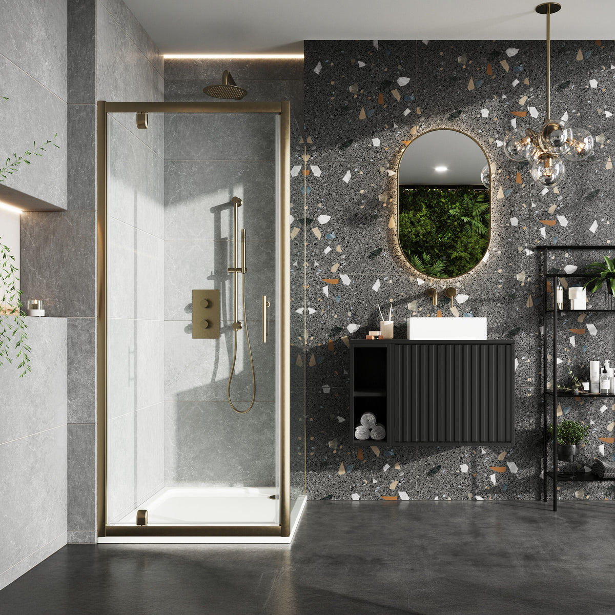 Brushed Brass 6mm 700mm Side Panel (1900mm)
