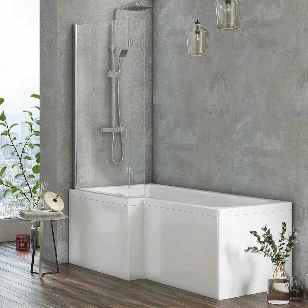 L Shape Bath Screen