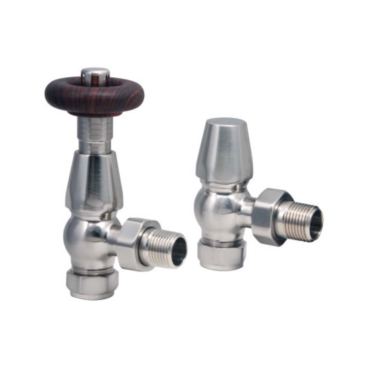 Satin Nickel Radiator Valve Angled (Pair)