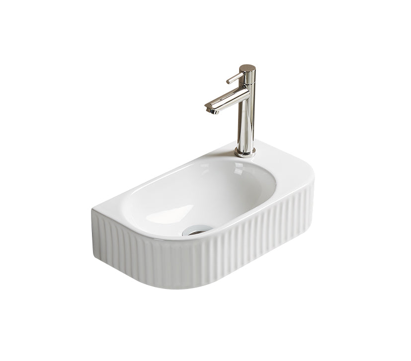 Fluted Cloakroom Basin 410x215x110 GWte