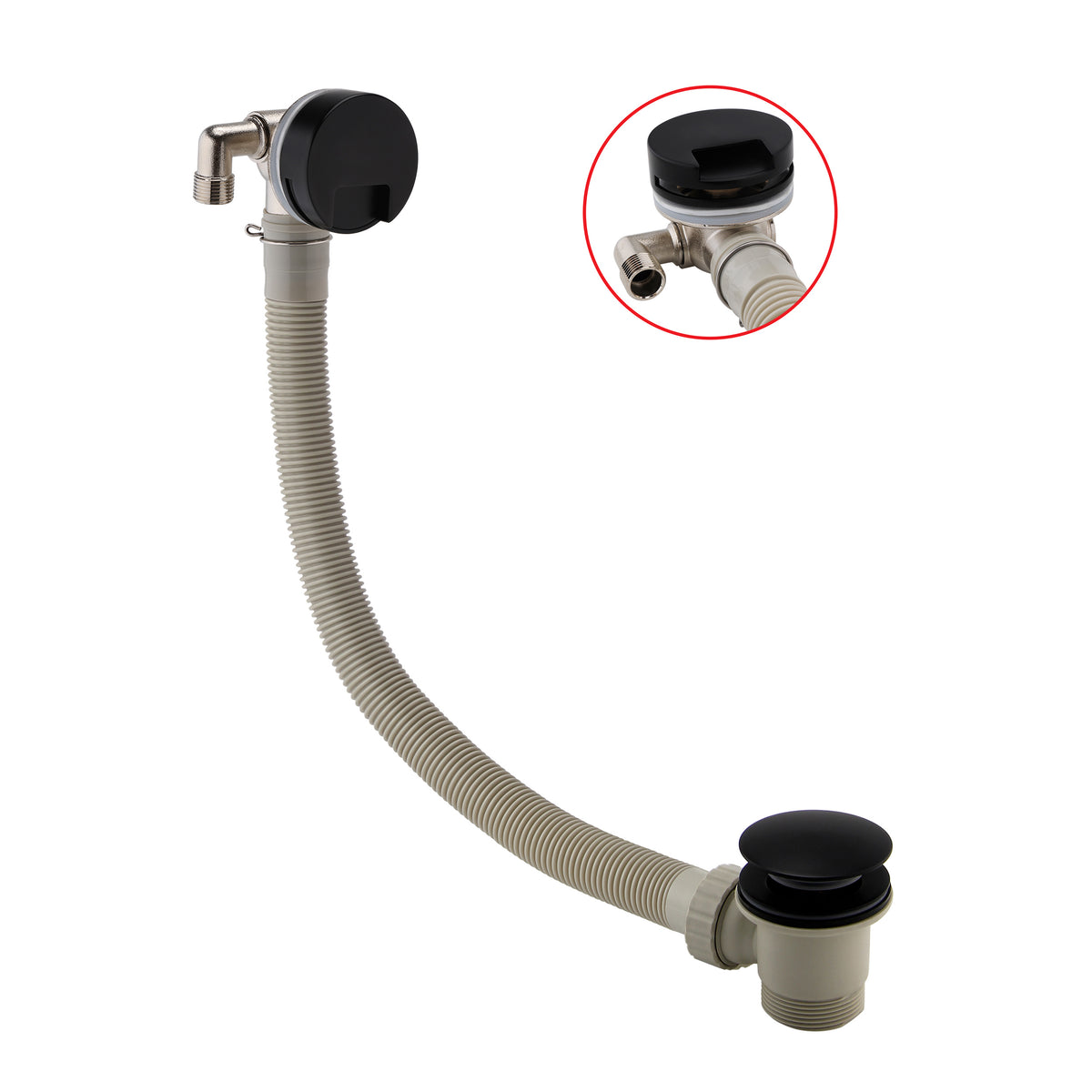Round Overflow Filler Waste Matte Black