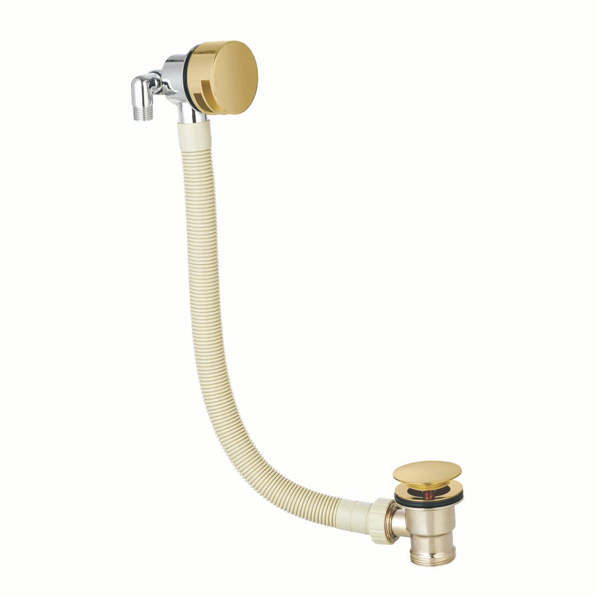 Round Bath Filler and Overflow, Brushed Brass
